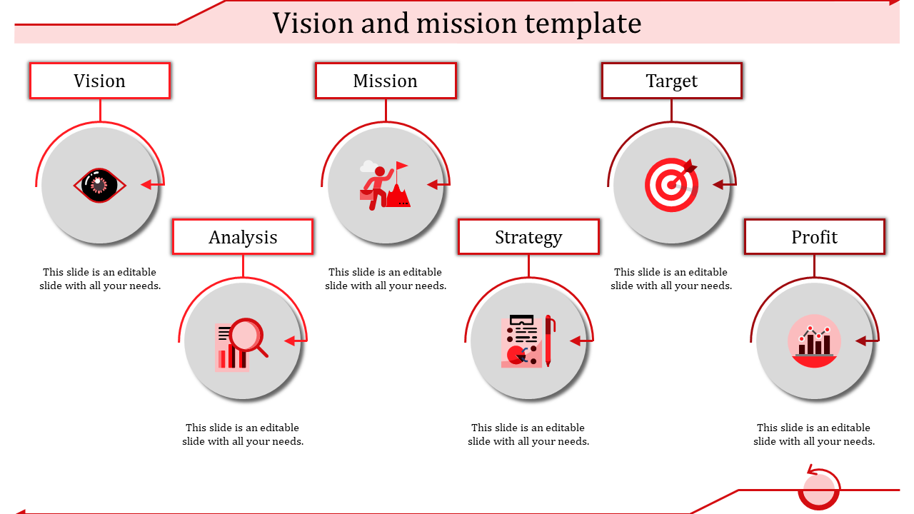Medal Shape Vision and Mission Presentation-Six Red